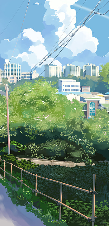 Anime, city, anime city HD phone wallpaper