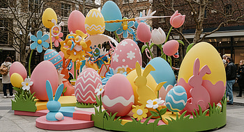 Easter Delight: A Vibrant Ultra, Easter, christmas ornaments, spring, colorful eggs, bunny HD wallpaper