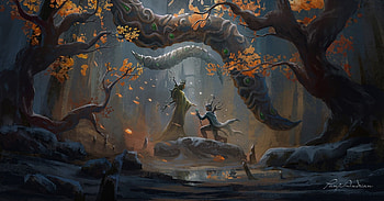 Truth, forest, panjoool, art, orange, fantasy, king, couple, autumn, leaf, toamna HD wallpaper