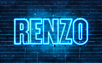 Renzo, , with names, Renzo name, blue neon lights, Renzo Birtay, Happy Birtay Renzo, popular italian male names, with Renzo name HD wallpaper
