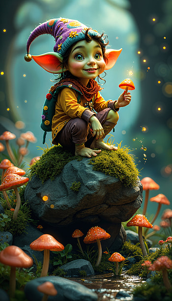 Whimsical Goblin Adventure: Enchanting , fairy, mushroom, fantasy, wood HD phone wallpaper
