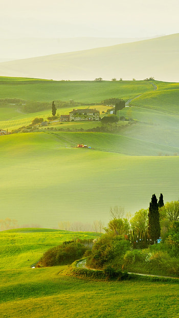 European countryside, Foggy fields, Italy's allure, nature HD phone wallpaper