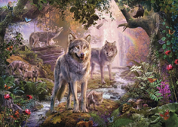 fantasy wolf summer, summer, wolf, fantasy, wolves HD wallpaper