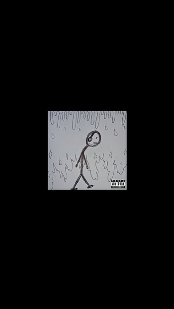 Sad walk album drawing, art, music, white, black, fire, drip HD phone wallpaper