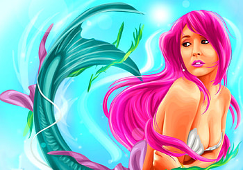 Siren, blue, summer, mermaid, pink, fantasy, art, gurl, vara HD wallpaper