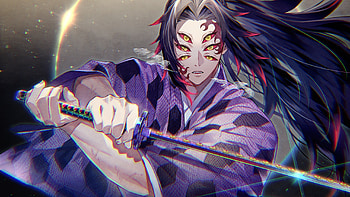 Multiple Eyes Kokushibo With Sword Purple Dress Demon Slayer Kimetsu no Yaiba HD wallpaper
