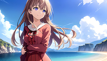 A girl on the beach, AI Art, Anime, girl, anime girl HD wallpaper