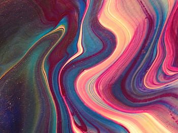 Colorful abstract acrylic painting with swirling patterns and vibrant colors. HD wallpaper