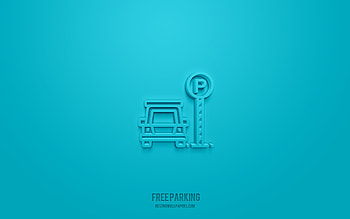 Parking 3d icon, turquoise background, 3d symbols, Parking, hotel icons, 3d icons, Parking sign, hotel 3d icons HD wallpaper