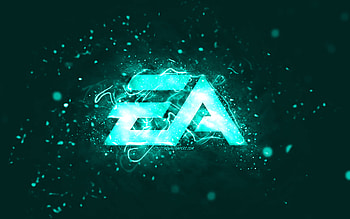 EA GAMES turquoise logo, , Electronic Arts, turquoise neon lights, creative, turquoise abstract background, EA GAMES logo, online games, EA GAMES HD wallpaper