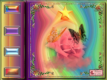Woodgrain Fantasy, butterflies, flowers, roses, rainbows HD wallpaper