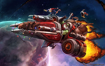 warcraft in space, space, funny, art, wow HD wallpaper