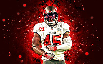 Devin White, , linebacker, Tampa Bay Buccaneers, american football, NFL, red neon lights, Devin White Tampa Bay Buccaneers, Devin White HD wallpaper