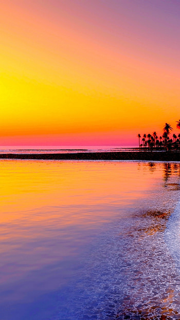 Beach Background, Sunset, Background HD phone wallpaper
