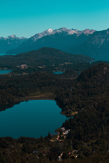 Nature, Trees, Mountains, View From Above, Lake, Woods, Scaffolding HD phone wallpaper
