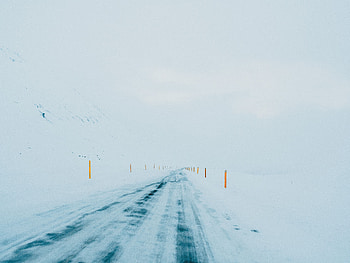 Winter, Snow, Road, Minimalism HD wallpaper