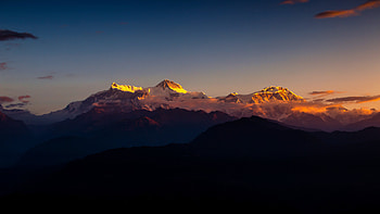 Clouds sunset, Himalayas mountain range HD wallpaper