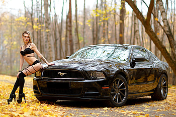 Mustang Sally with her Mustang, mustang, outdoors, model, blonde HD wallpaper