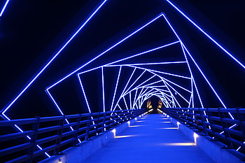 Miscellanea, Miscellaneous, Bridge, Neon, Dahl, Distance HD wallpaper