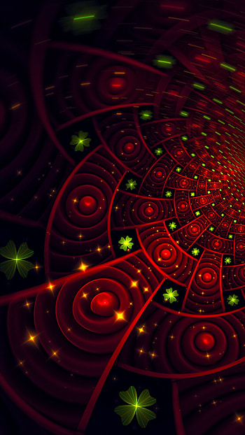 Fractal, patterns, glowing, red-green, pattern HD phone wallpaper