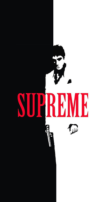 Supreme x Scarface, Gun, Movie, Art, Old, Black, christmas, Red, White, 1983, Matte Black, popular HD phone wallpaper