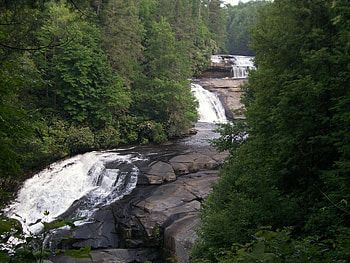 Triple Falls Waterfall, trees, waterfall, rocks, triple HD wallpaper