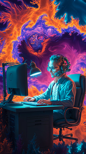 Cosmic Programmer: A Vibrant , video game, technology, Digital Art, gamer HD phone wallpaper