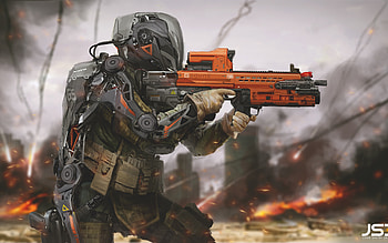 Futuristic, Sci Fi, Warrior, Armor, Soldier, Weapon HD wallpaper
