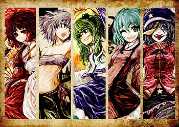 Touhou set, touhou, sanae, set, girls, reimu HD wallpaper