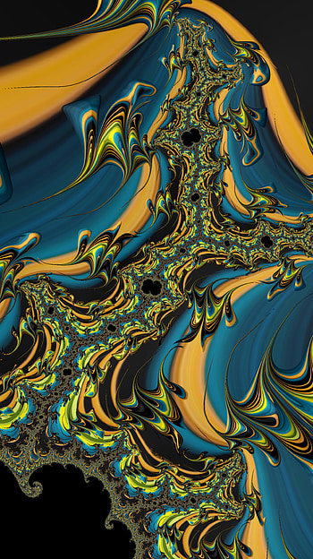 Fractal Art for your Smart or Tablet, yellow, blue, CGI, psychedelic, trippy, Abstract, fractal, abstract blue HD phone wallpaper