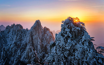 Mountain Tops, top, snow, sunrise, mountain HD wallpaper