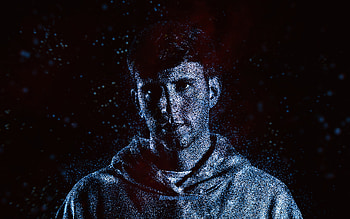 Illenium, blue glitter art, black background, American DJ, Illenium art, Nicholas D Miller HD wallpaper