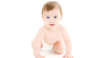 Blue Eyes Cute Baby Boy Is Crawling In White Background Cute HD wallpaper