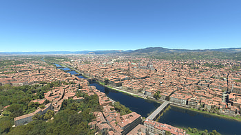 Florence, Italy, panorama, renaissance, river, city, video game, Microsoft Flight Simulator HD wallpaper