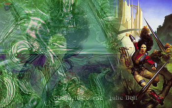 Obstacle course, abstact, 3d, fantasy, art, obstacle, green, woman, course HD wallpaper