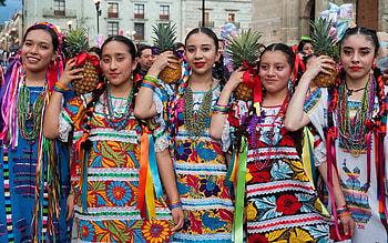 Mexican Girls, Mexico, pineapples, girls, national costumes, dance HD wallpaper