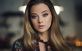 Blue eyes, woman model, blonde and pretty HD wallpaper