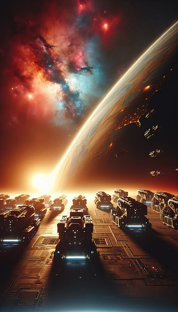 Epic Planetary Defense Fleet, space, spacecraft, planet, Stars HD phone wallpaper