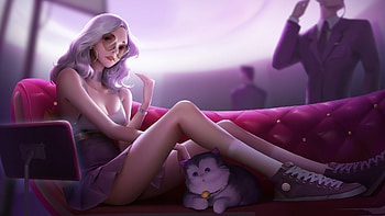 Cute Girl With Dog , artist, artwork, artstation HD wallpaper