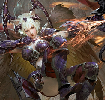 Soul Hunter, black, flames, long hair, beauty, lady, darkness, arrows, abstract, fantasy woman, female, bow, art, hunter, archer, beautiful, dark, armor, woman, purple, fantasy, pretty, white hair, souls, fire HD wallpaper