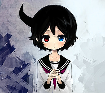 Morina Noa, eyes, colored, girl, black hair HD wallpaper