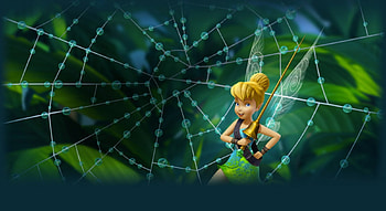 Tinker Bell, wings, blonde, disney, spider, fantasy, green, movie, web, The pirate fairy HD wallpaper