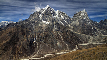 beautiful mountains, clouds, mountains, valley, peaks HD wallpaper