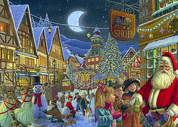 Santa is coming to town, night, Santa, Christmas, waiting, gifts, kidss HD wallpaper