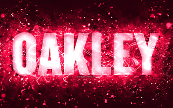 Happy Birtay Oakley, , pink neon lights, Oakley name, creative, Oakley Happy Birtay, Oakley Birtay, popular american female names, with Oakley name, Oakley HD wallpaper