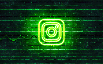 Instagram green logo, green brickwall, , Instagram new logo, social networks, Instagram neon logo, Instagram logo, Instagram HD wallpaper