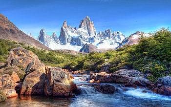 Nature, Rivers, Sky, Mountains, Vertex, Forest, Flow, Tops, Stream, Brightly, Noon HD wallpaper