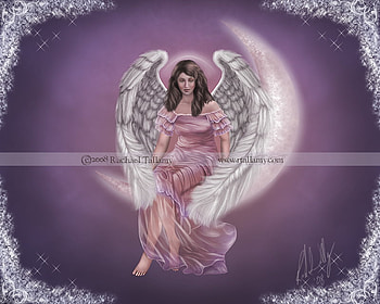 Pink_ Angel, angel, pink, moon, fantasy HD wallpaper