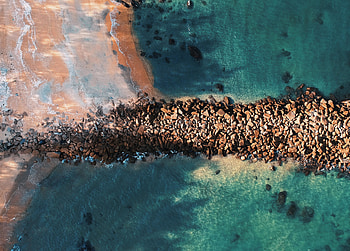 Coast, rock bridge, aerial view HD wallpaper