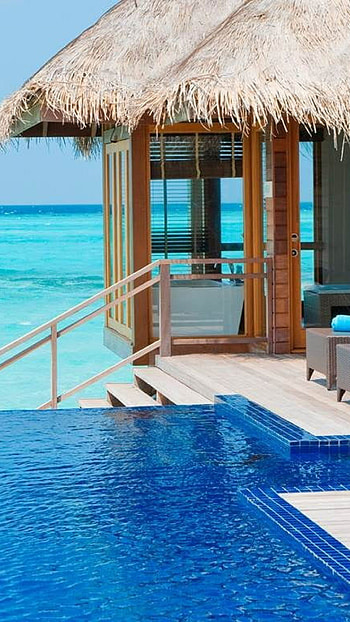Brown wooden floating, Cottage Maldives resort, Serene escape, Idyllic beauty HD phone wallpaper